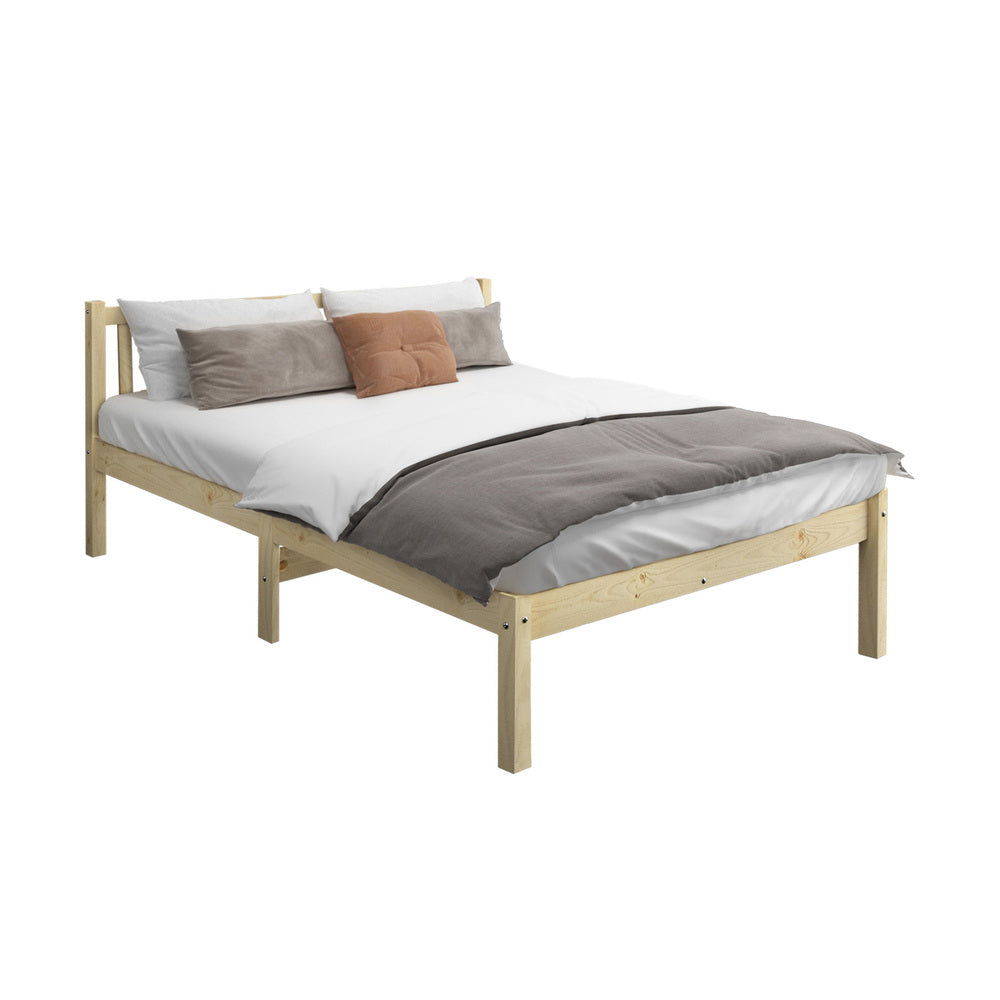 Oikiture Wooden Bed Frame Double Size Slat Support