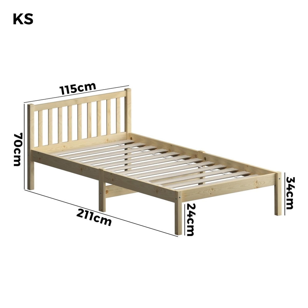 Oikiture Wooden Bed Frame King Single with Headboard