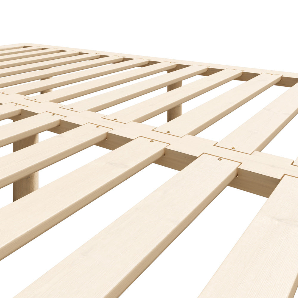 Oikiture Bed Frame Double Size Wooden Bed Base