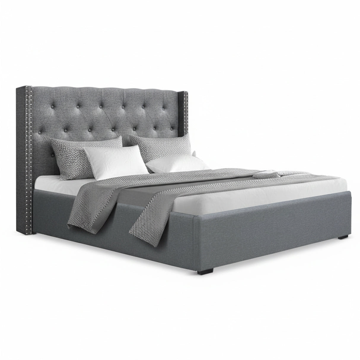 Artiss Queen Bed Frame Storage Tufted Headboard Gas Lift Base Grey