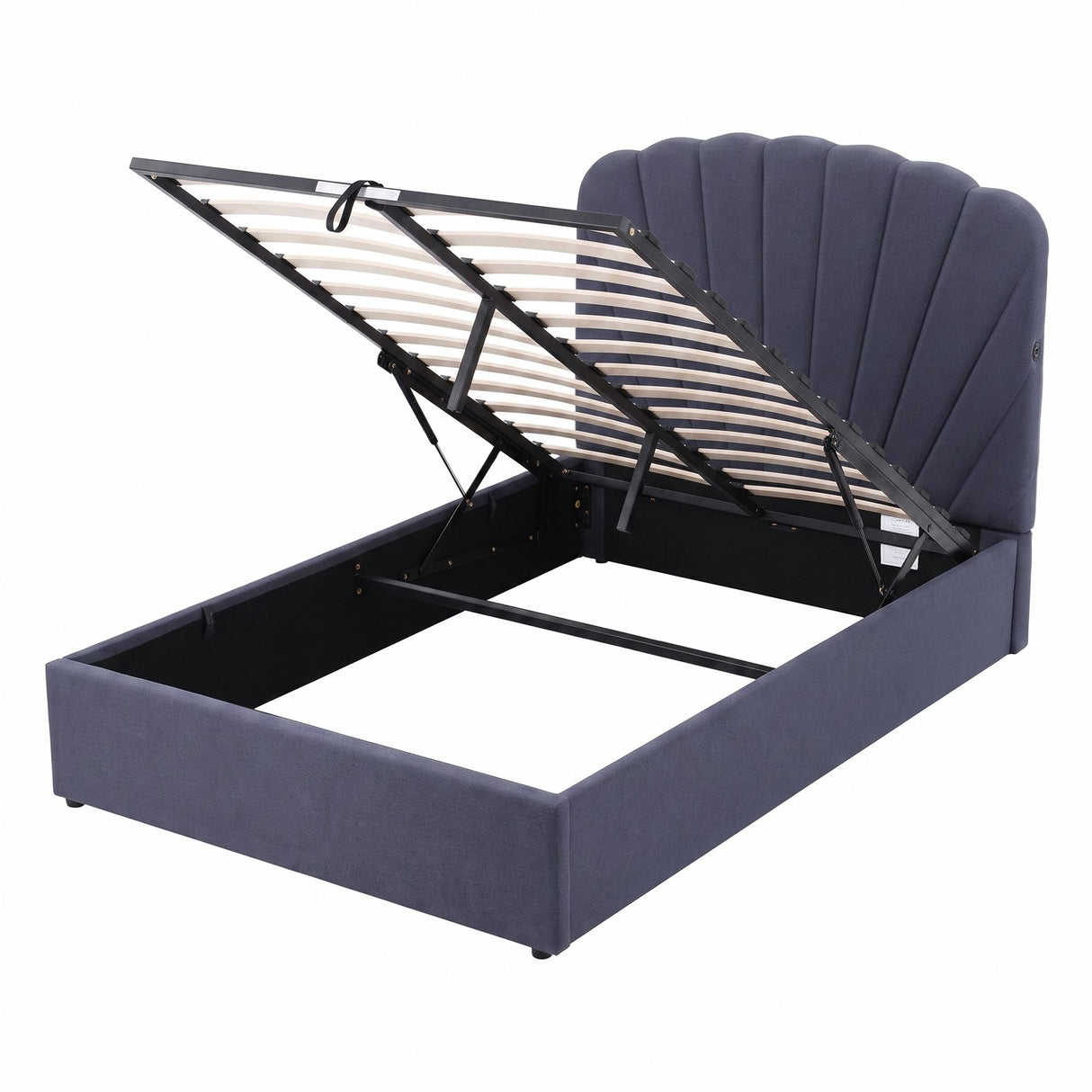 Artiss Double Bed Frame with Lift Up Storage and USB Ports Grey