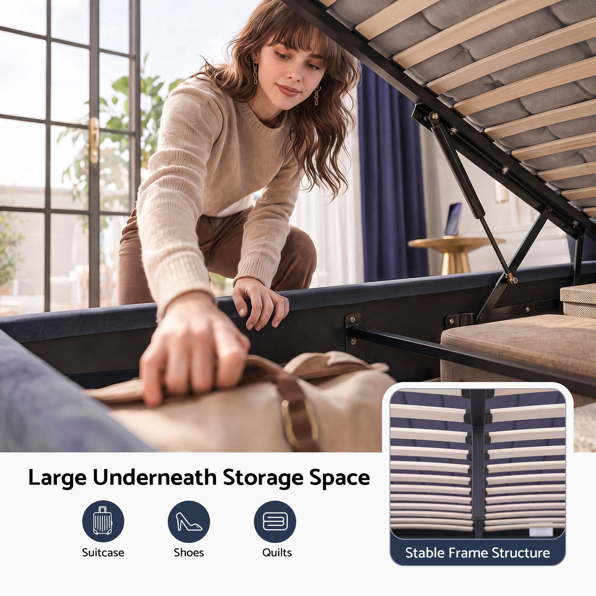 Artiss Double Bed Frame with Lift Up Storage and USB Ports Grey