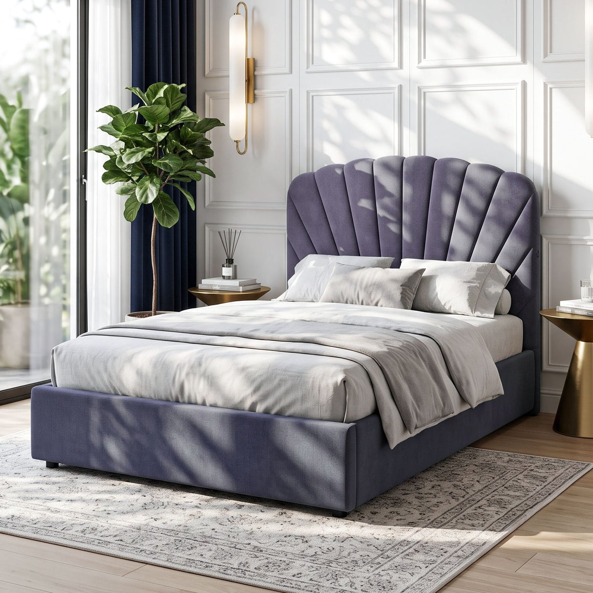 Artiss Double Bed Frame with Lift Up Storage and USB Ports Grey