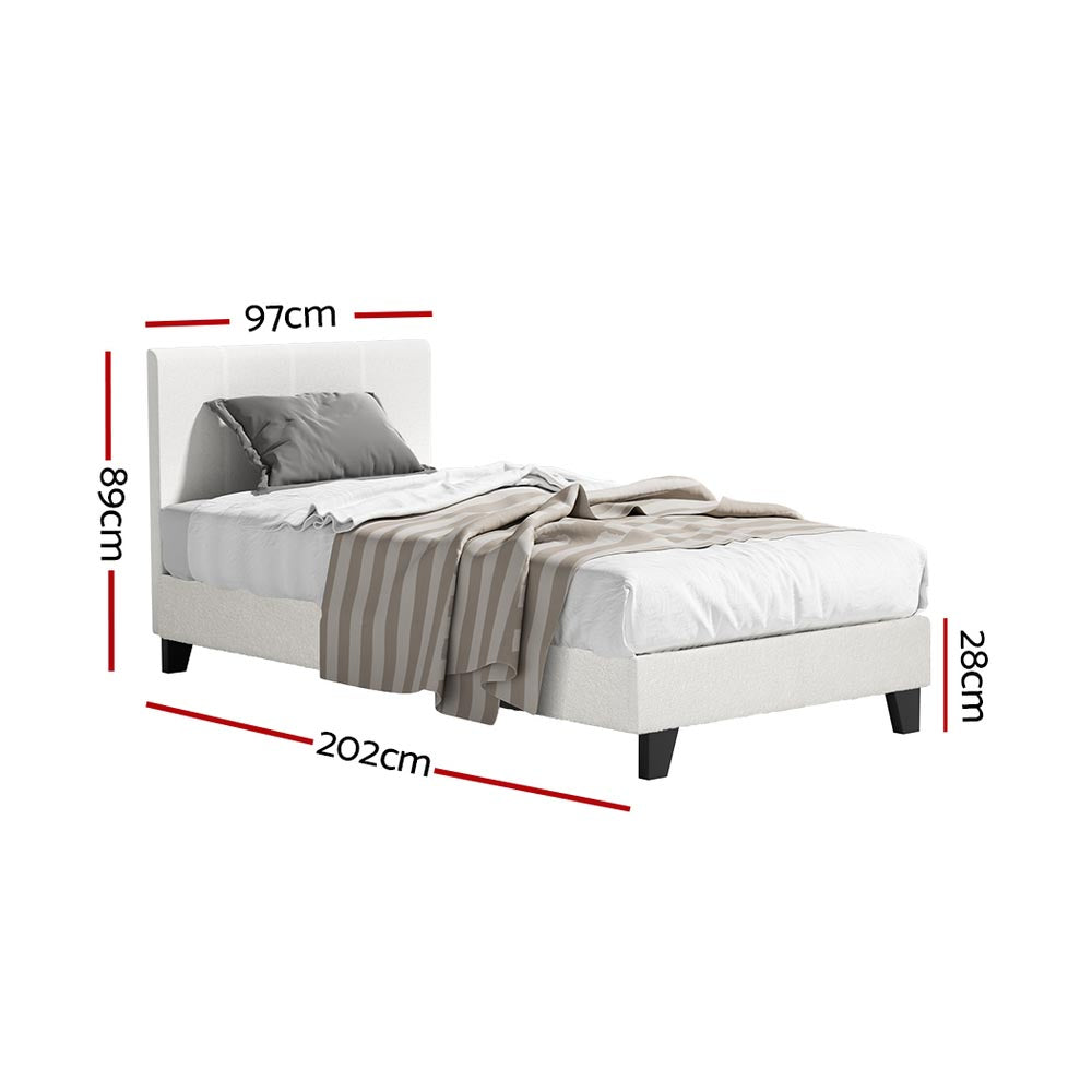 Artiss BedStory Single Bed Frame Mattress Bundle Platform Headboard Medium Firm Hybrid White