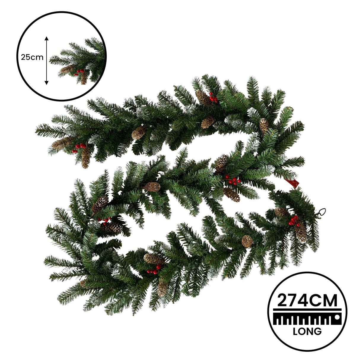 Christabelle Christmas Garland with Pine Cones & Berries - 274cm