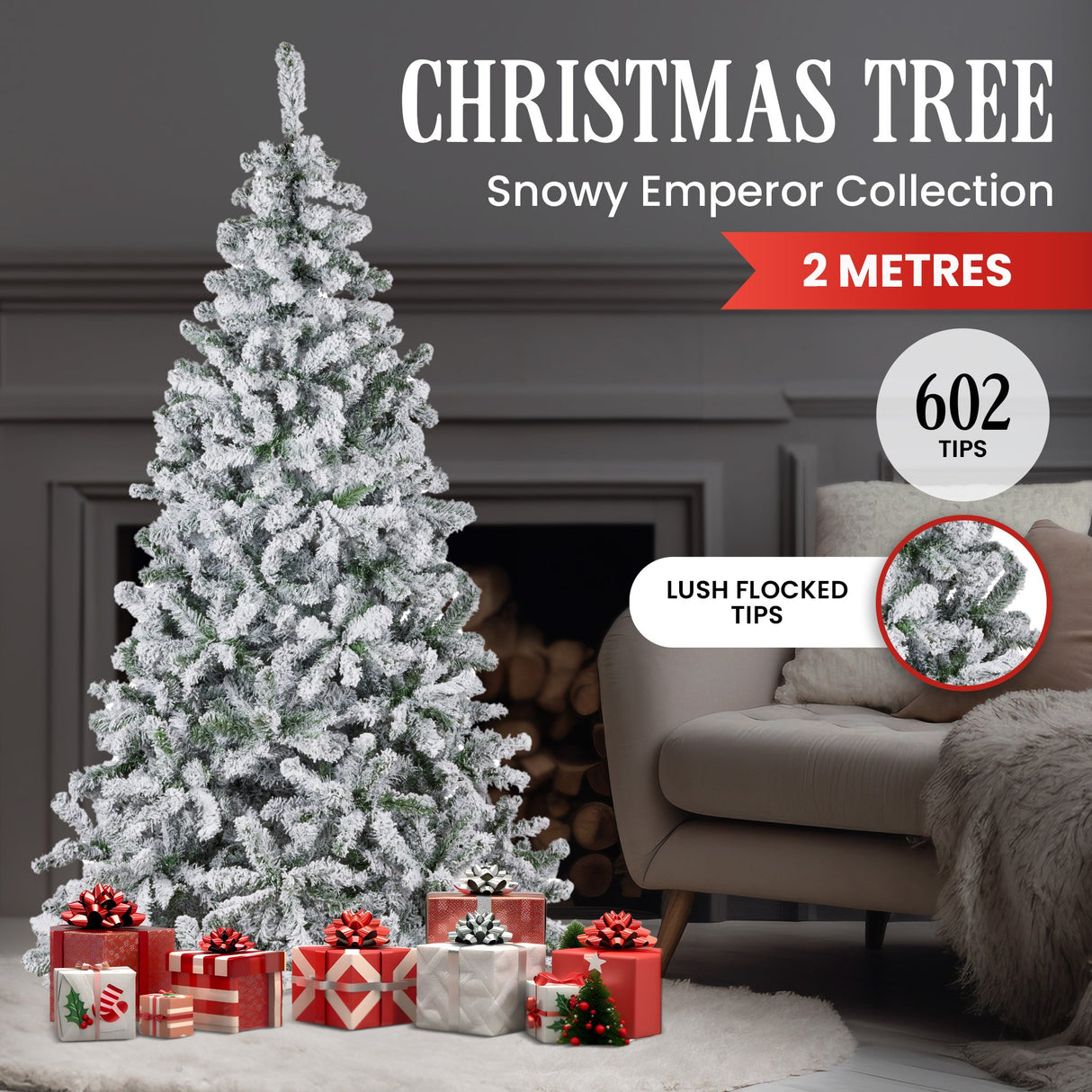 Christabelle 198cm feet Artifificial Christmas Tree - Snowy Emperor