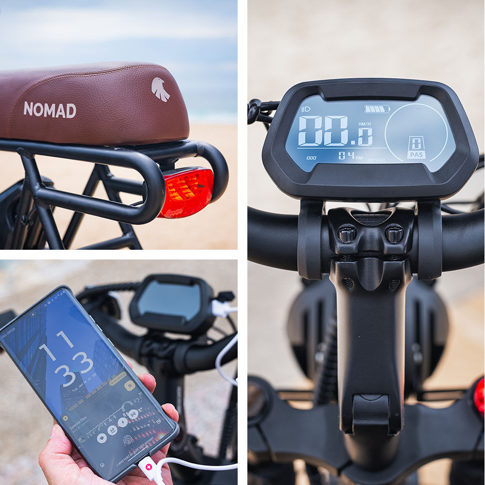 VALK Nomad Electric Fat Tyre Bike, 350W, 32km/hr, Throttle ebike, Disc Brakes, Step-Through Alloy, Shimano 7 spd, 20x4' Kenda Tyres, Suspension, Black