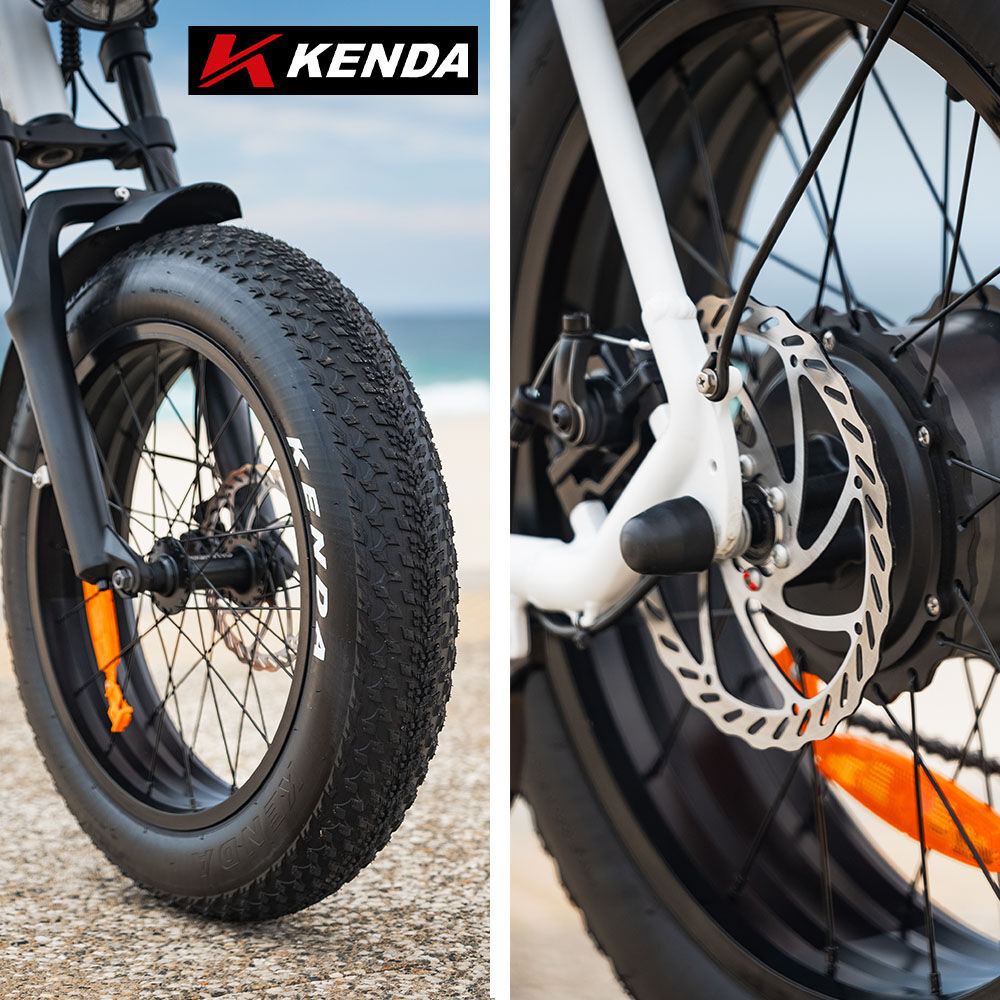 VALK Nomad Electric Fat Tyre Bike, 350W, 32km/hr, Throttle ebike, Disc Brakes, Step-Through Alloy, Shimano 7 spd, 20x4' Kenda Tyres, Suspension, White