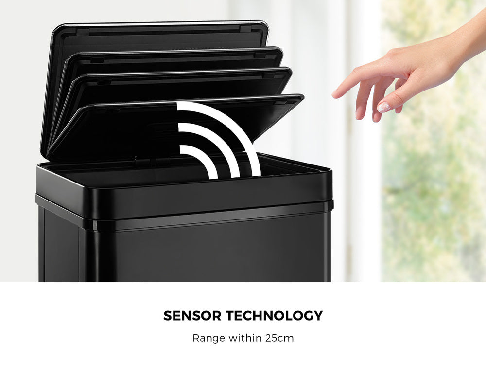 Oikiture 75L Motion Sensor Bin Automatic Rubbish Trash Can Black