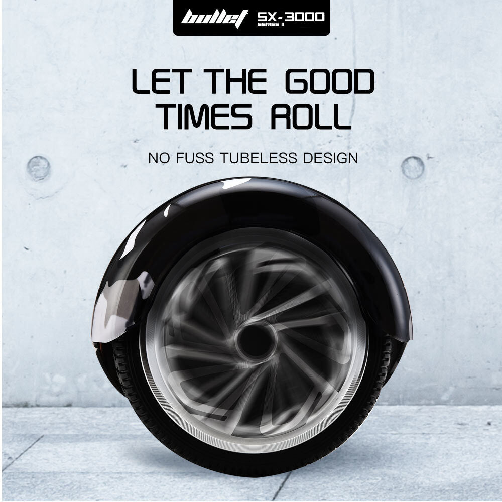 BULLET Gen III Hoverboard Scooter, Dual Copper Motors, UL Certified, AU Compliant, 6.5' Wheels, Superior Self Balancing System, LED Lights, Carry Bag, Camo Grey