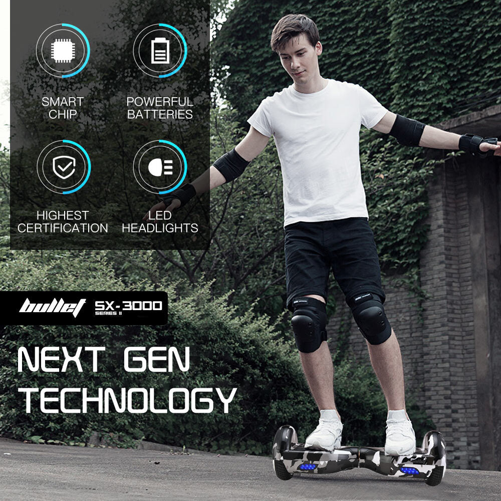 BULLET Gen III Hoverboard Scooter, Dual Copper Motors, UL Certified, AU Compliant, 6.5' Wheels, Superior Self Balancing System, LED Lights, Carry Bag,