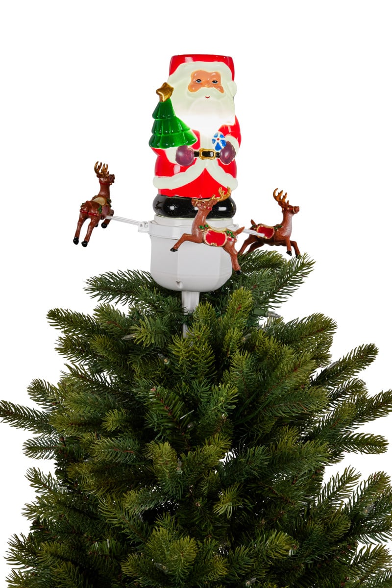 Christabelle Christmas Tree Topper Santa with Movement Images Lights Snow & Music
