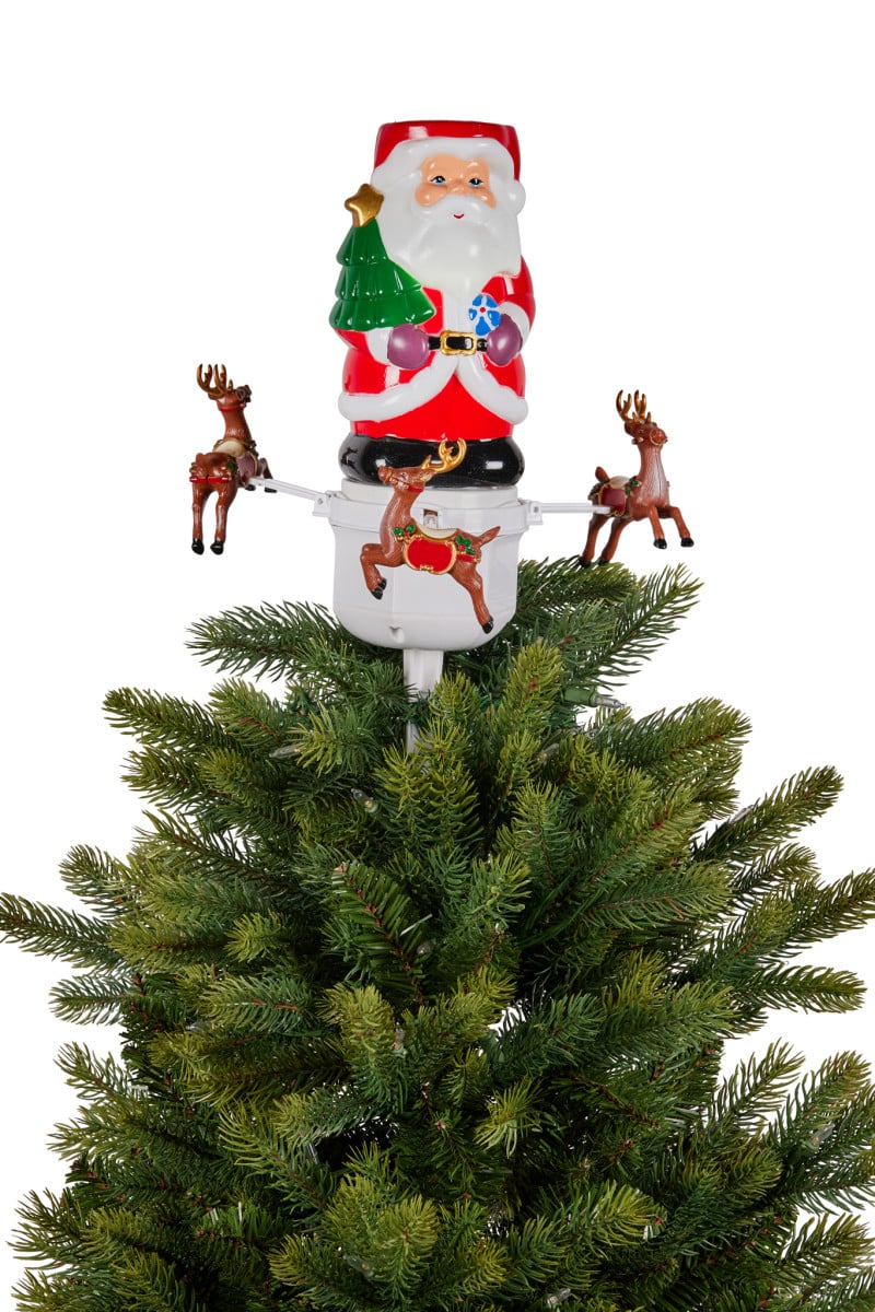 Christabelle Christmas Tree Topper Santa with Movement Images Lights Snow & Music