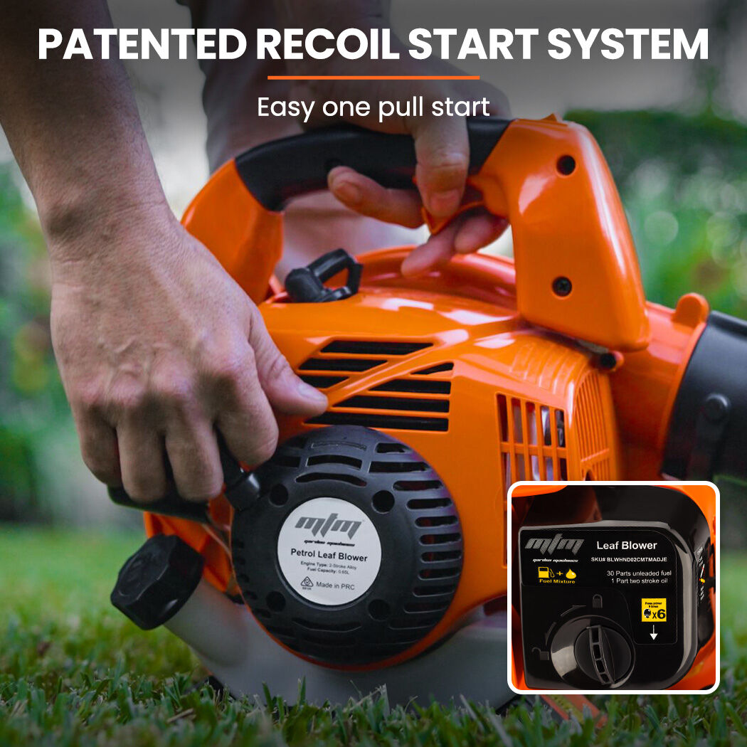 MTM Petrol Leaf Blower 26CC 2-Stroke Petrol Hand Garden Yard Outdoor Two