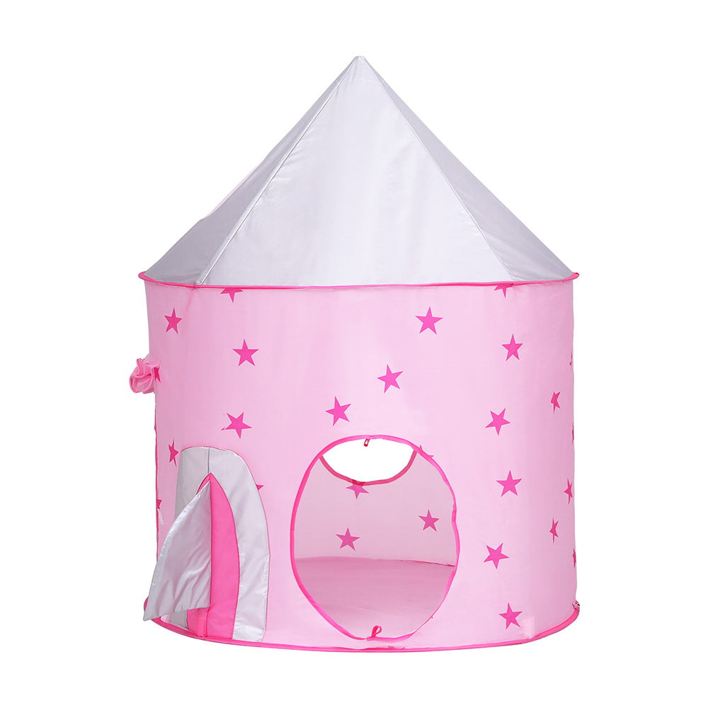 Keezi 3-in-1 Pink Kids Play Tent with Ball Pit, Crawl Tunnel, and Basketball Hoop