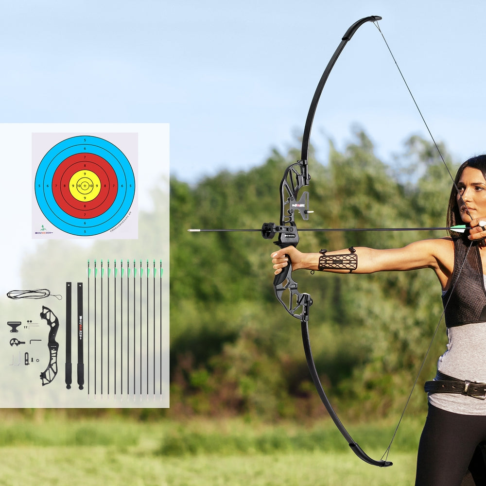 Beginner-Friendly 55lbs Recurve Takedown Bow and Arrow Set for Hunting - Green