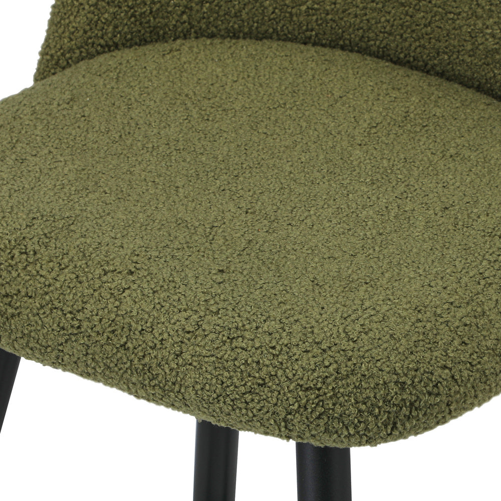 Oikiture 2x Bar Stools Kitchen Counter Stool Green Boucle Padded