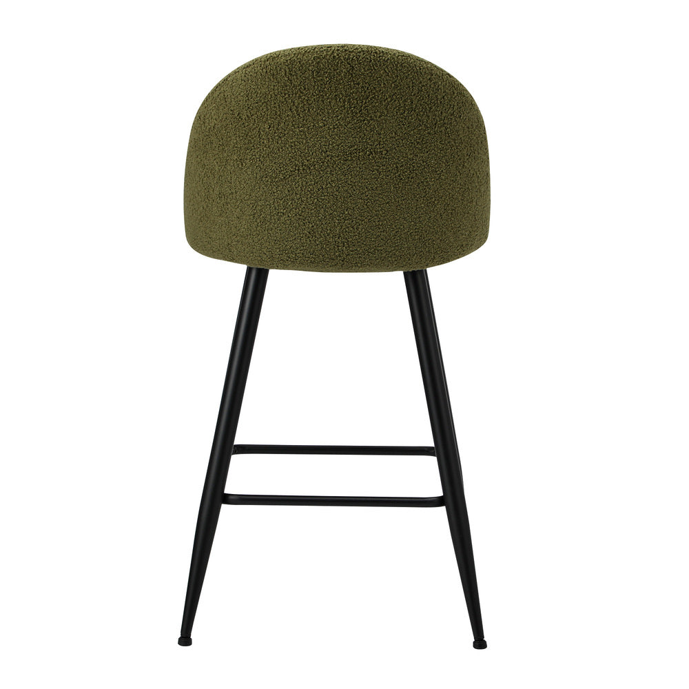 Oikiture 4x Bar Stools Kitchen Counter Stool Green Boucle Padded