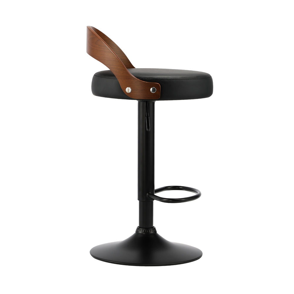 Oikiture 4x Bar Stools with Gas Lift Swivel Wooden PU Leather