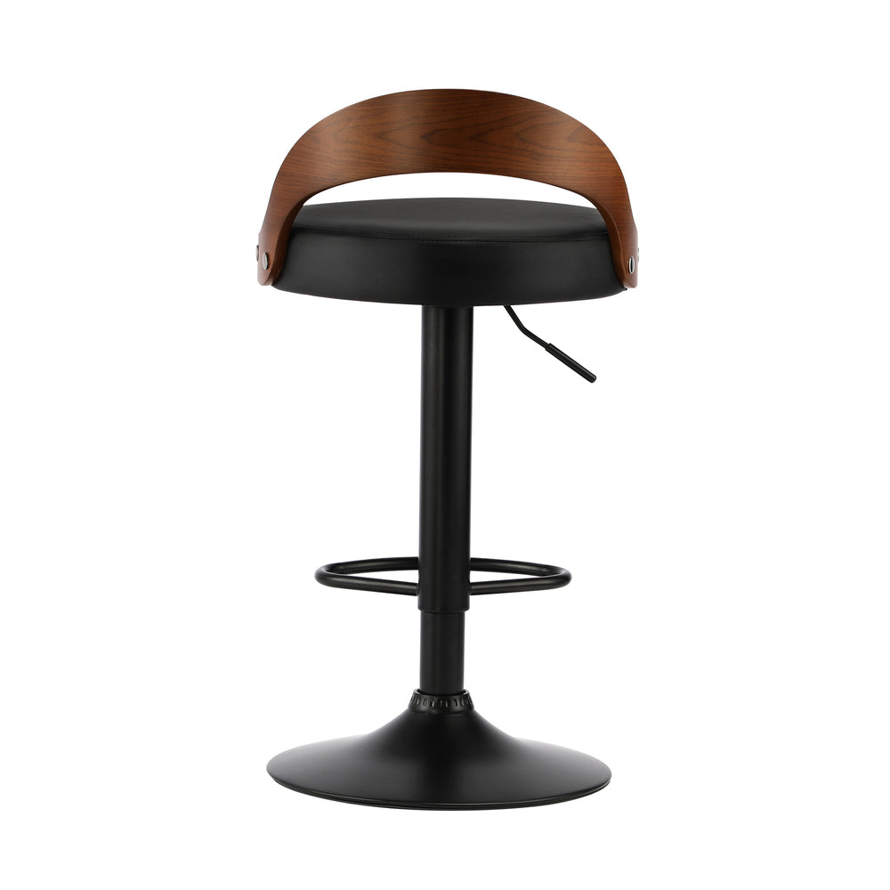 Oikiture 4x Bar Stools with Gas Lift Swivel Wooden PU Leather