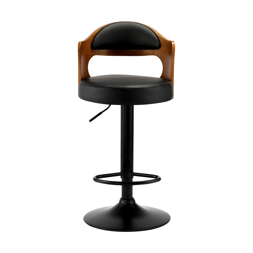 Oikiture 4x Bar Stools Swivel Gas Lift Metal Leather