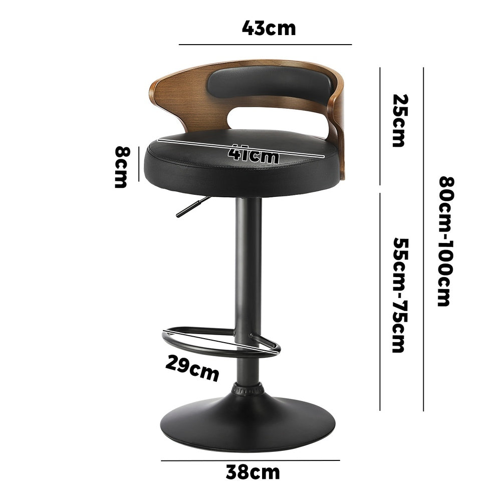 Oikiture 4x Bar Stools with Gas Lift Swivel Black