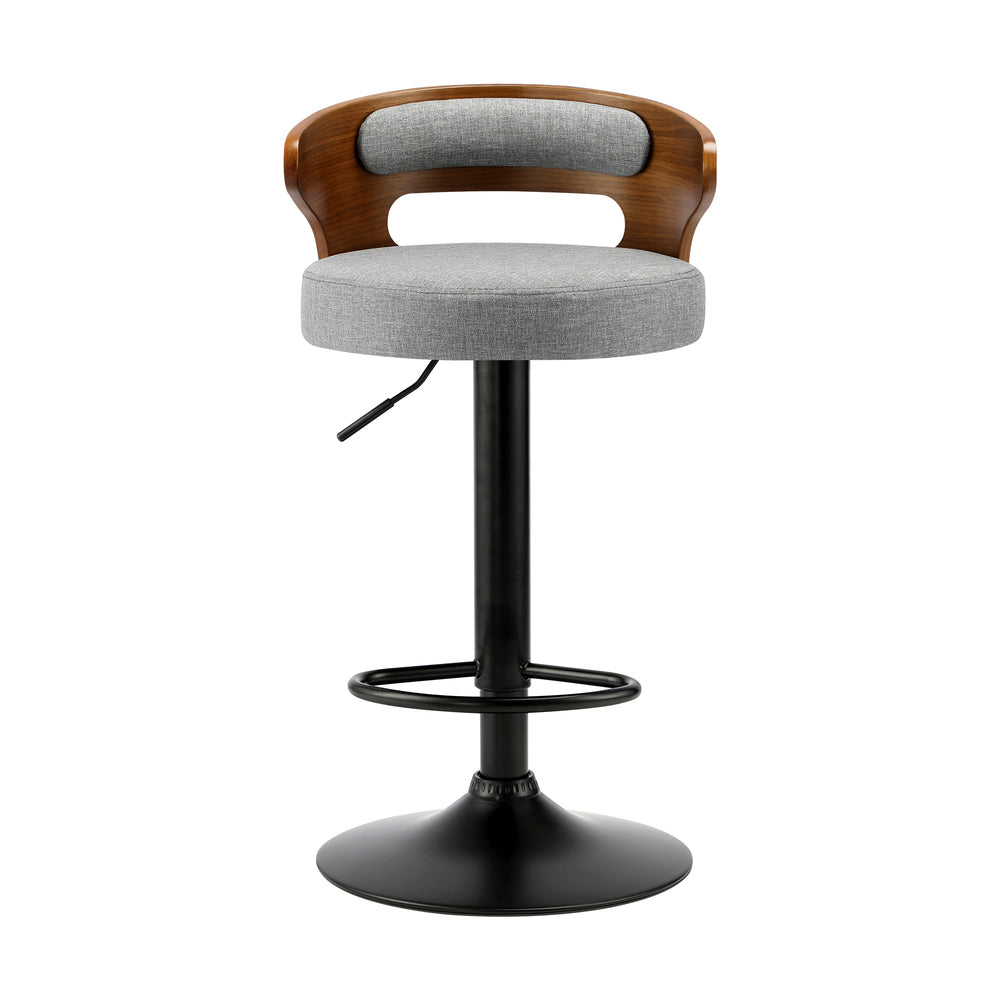 Oikiture Bar Stools Gas Lift Swivel Wooden Grey x2