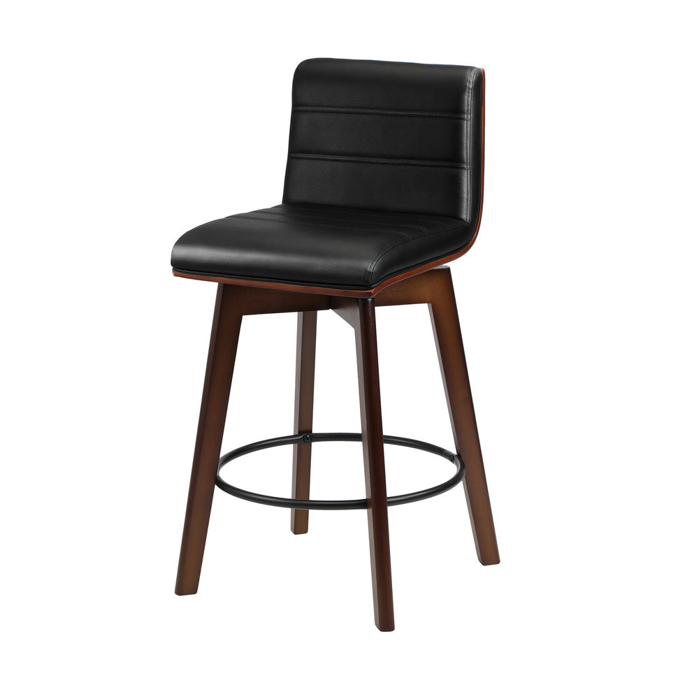 Oikiture 4x Wooden Bar Stools Swivel Chairs PU Leather