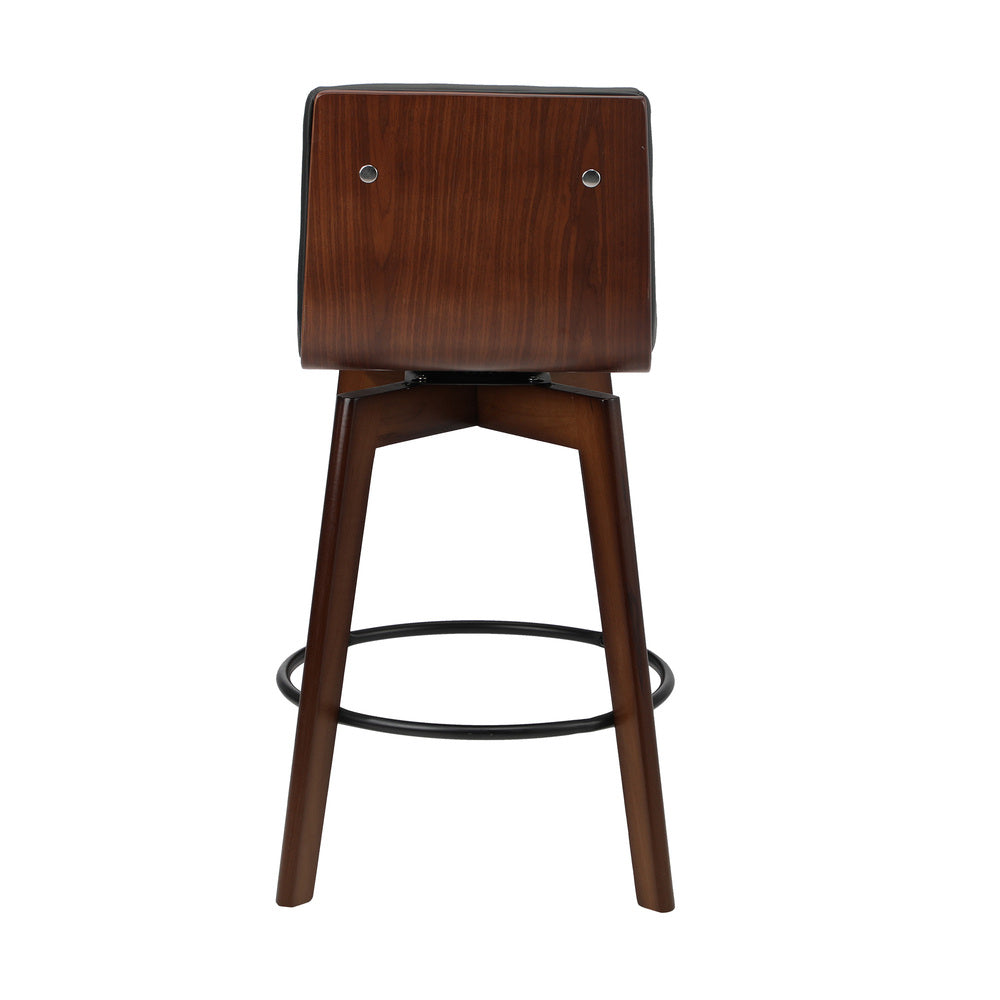 Oikiture 4x Wooden Bar Stools Swivel Chairs PU Leather