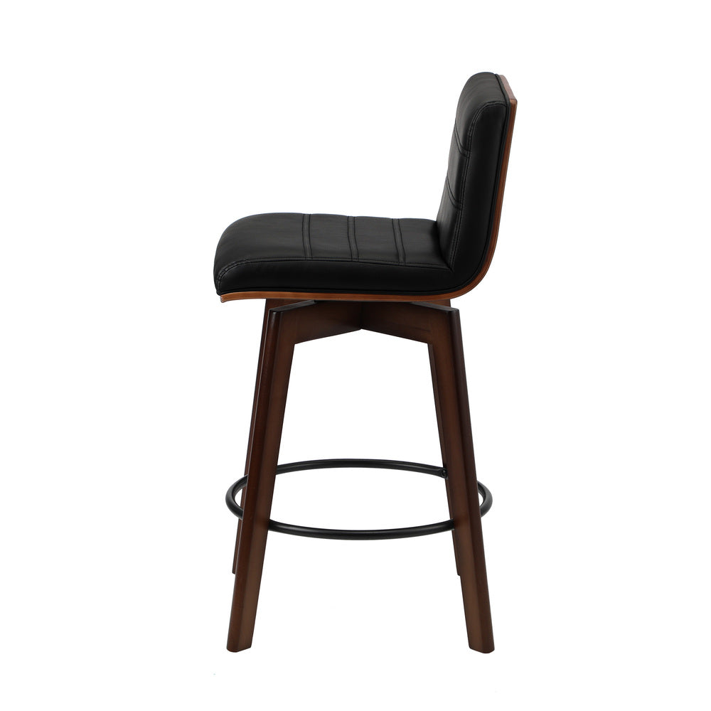 Oikiture 4x Wooden Bar Stools Swivel Chairs PU Leather