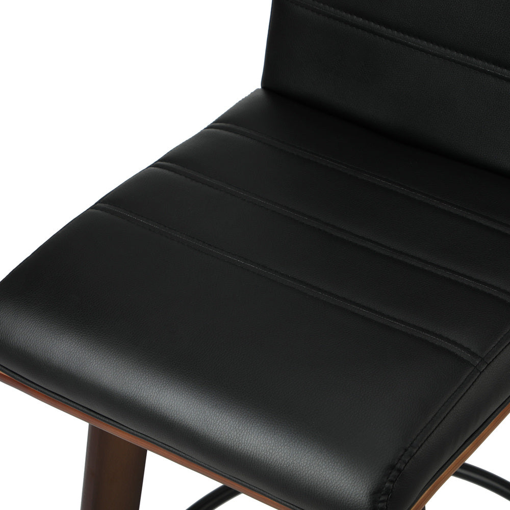 Oikiture 4x Wooden Bar Stools Swivel Chairs PU Leather