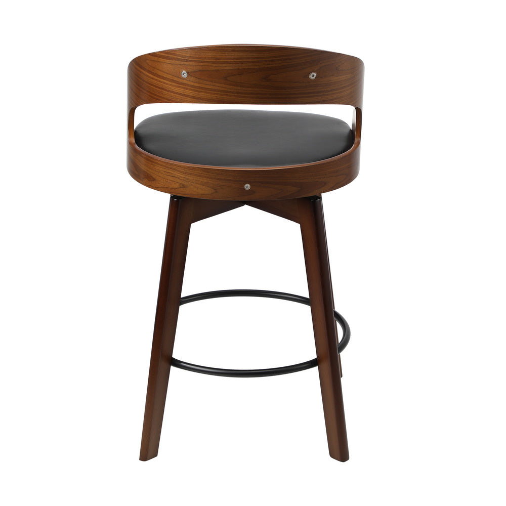 Oikiture 2x Bar Stools Swivel PU Leather Black