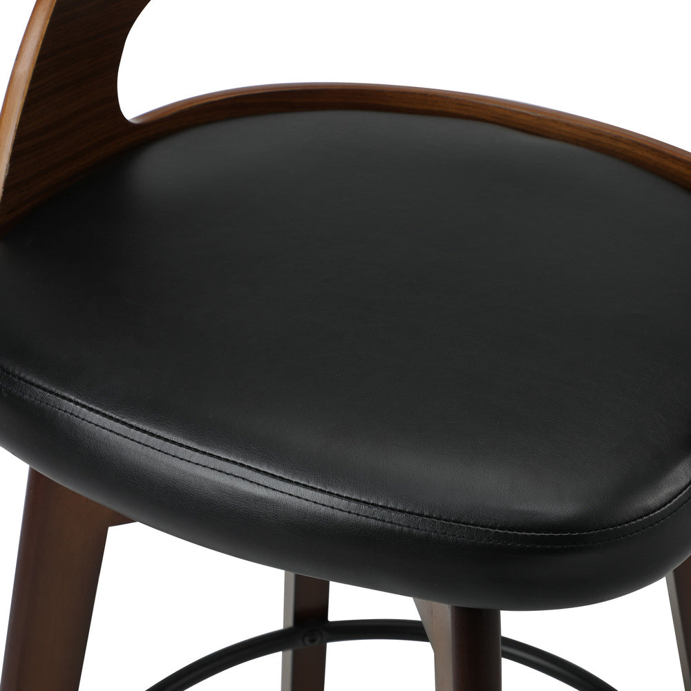 Oikiture 2x Bar Stools Swivel PU Leather Black