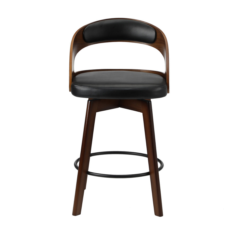 Oikiture 4x Bar Stools Swivel PU Leather Black