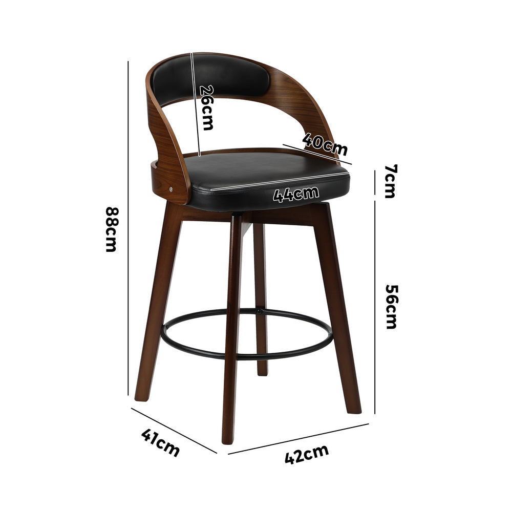 Oikiture 4x Bar Stools Swivel PU Leather Black