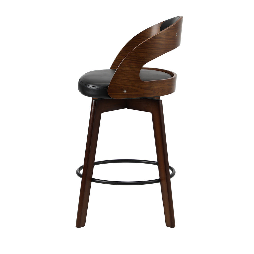Oikiture 4x Bar Stools Swivel PU Leather Black