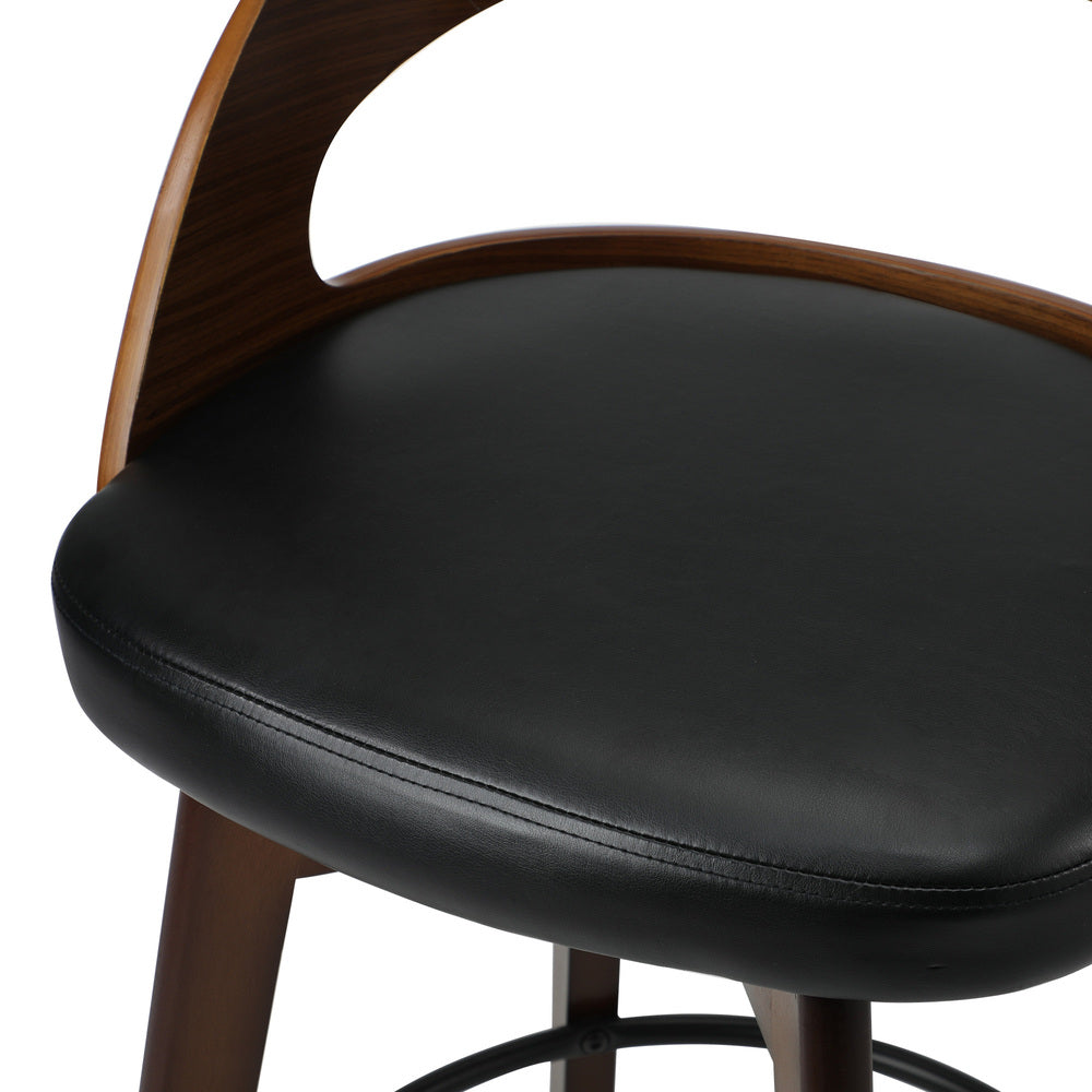 Oikiture 4x Bar Stools Swivel PU Leather Black