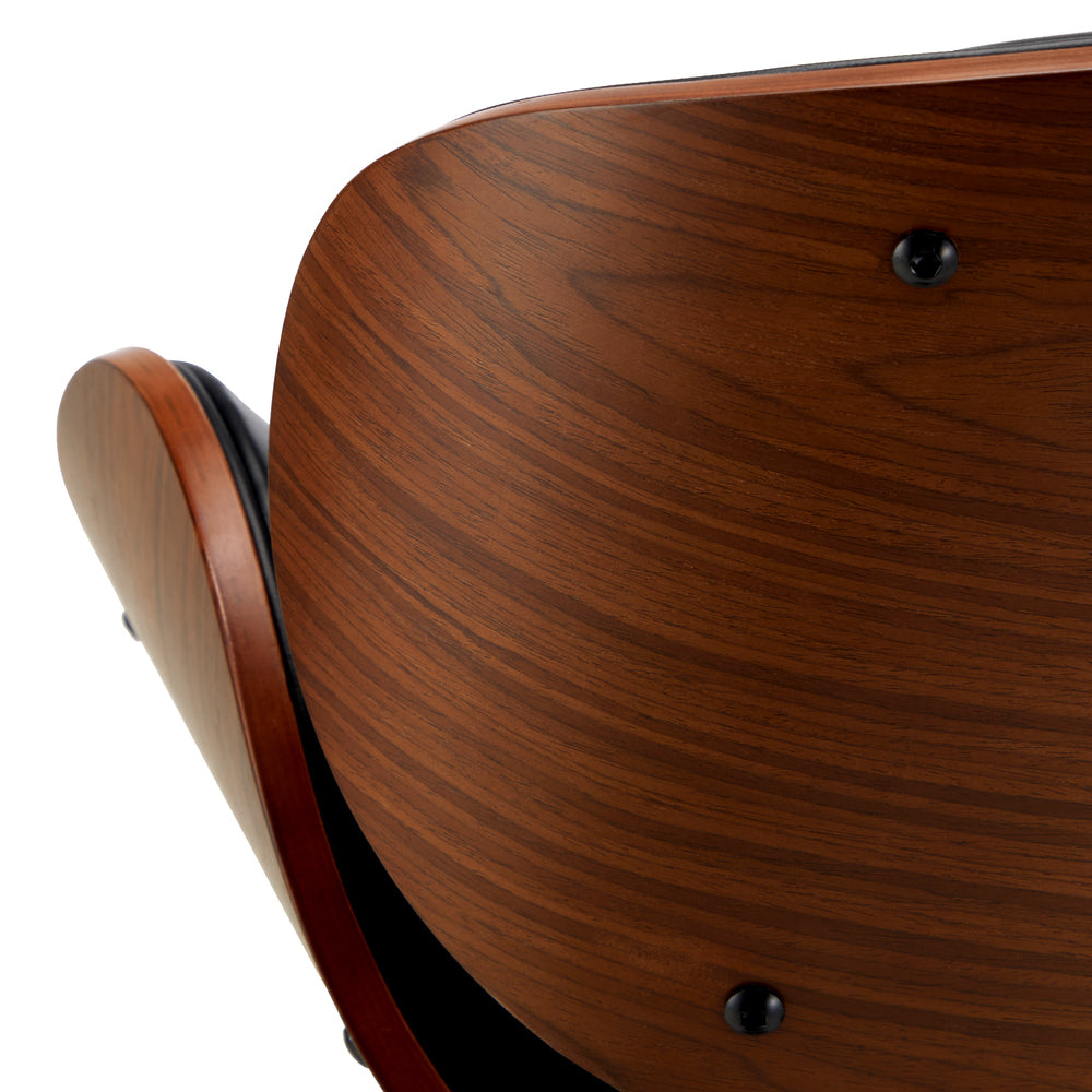 Oikiture Set of 4 Bar Stools Swivel Wooden Leather Gas Lift