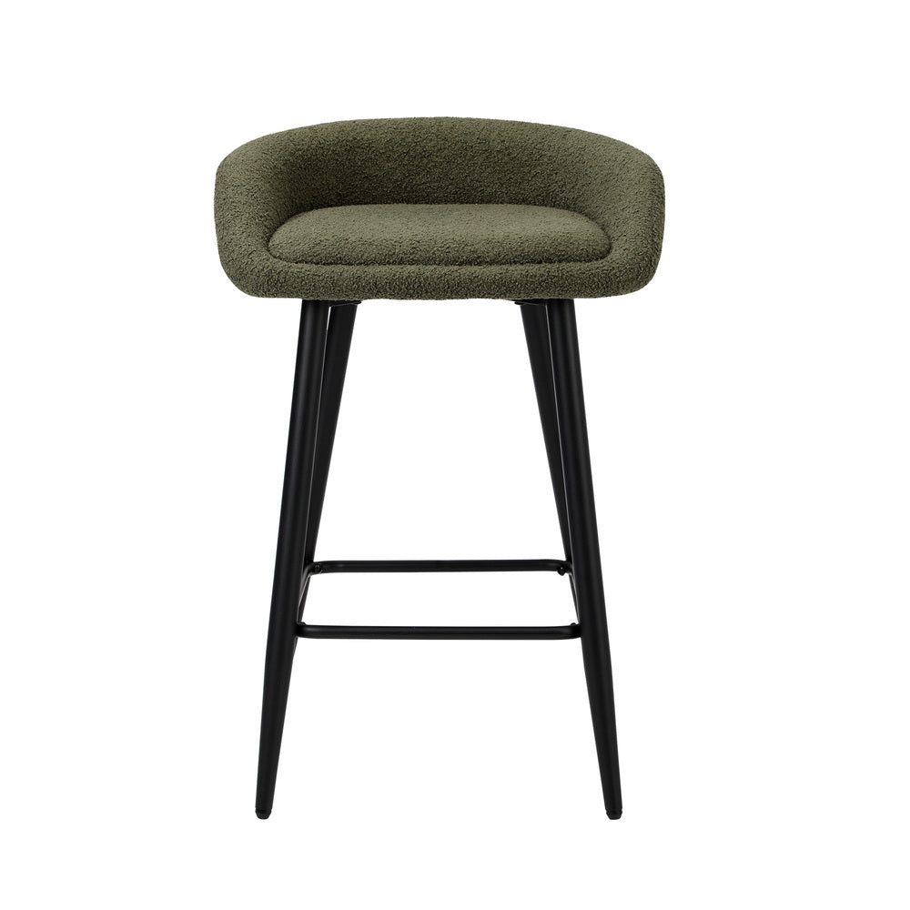 Oikiture 2PCS Bar Stools Boucle Fabric Green and Black