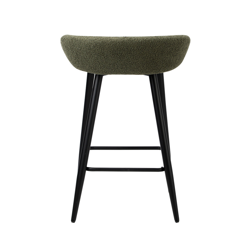 Oikiture 2PCS Bar Stools Boucle Fabric Green and Black