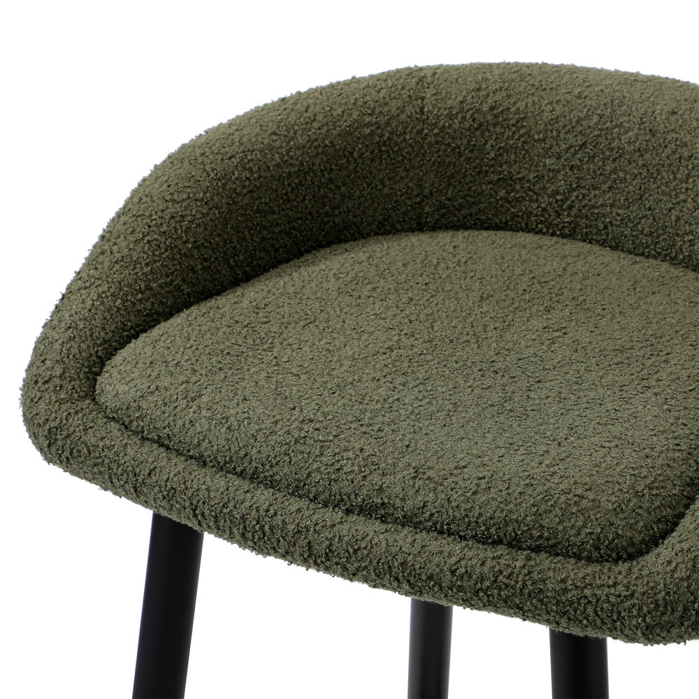 Oikiture 2PCS Bar Stools Boucle Fabric Green and Black