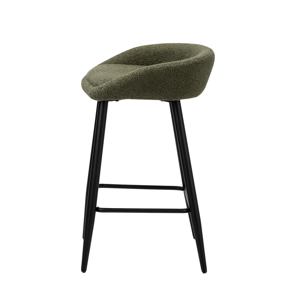 Oikiture 4PCS Bar Stools Boucle Fabric Green and Black