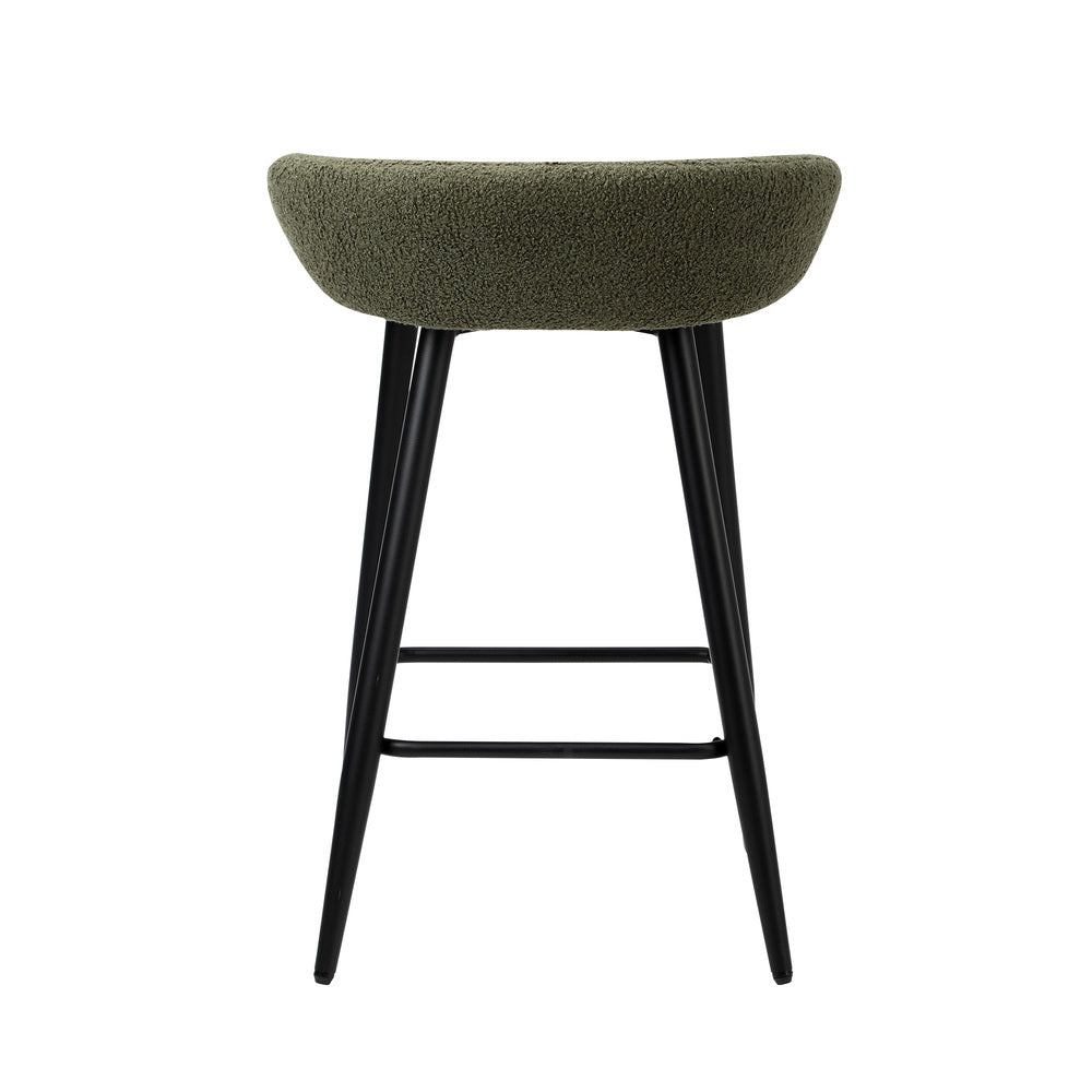 Oikiture 4PCS Bar Stools Boucle Fabric Green and Black