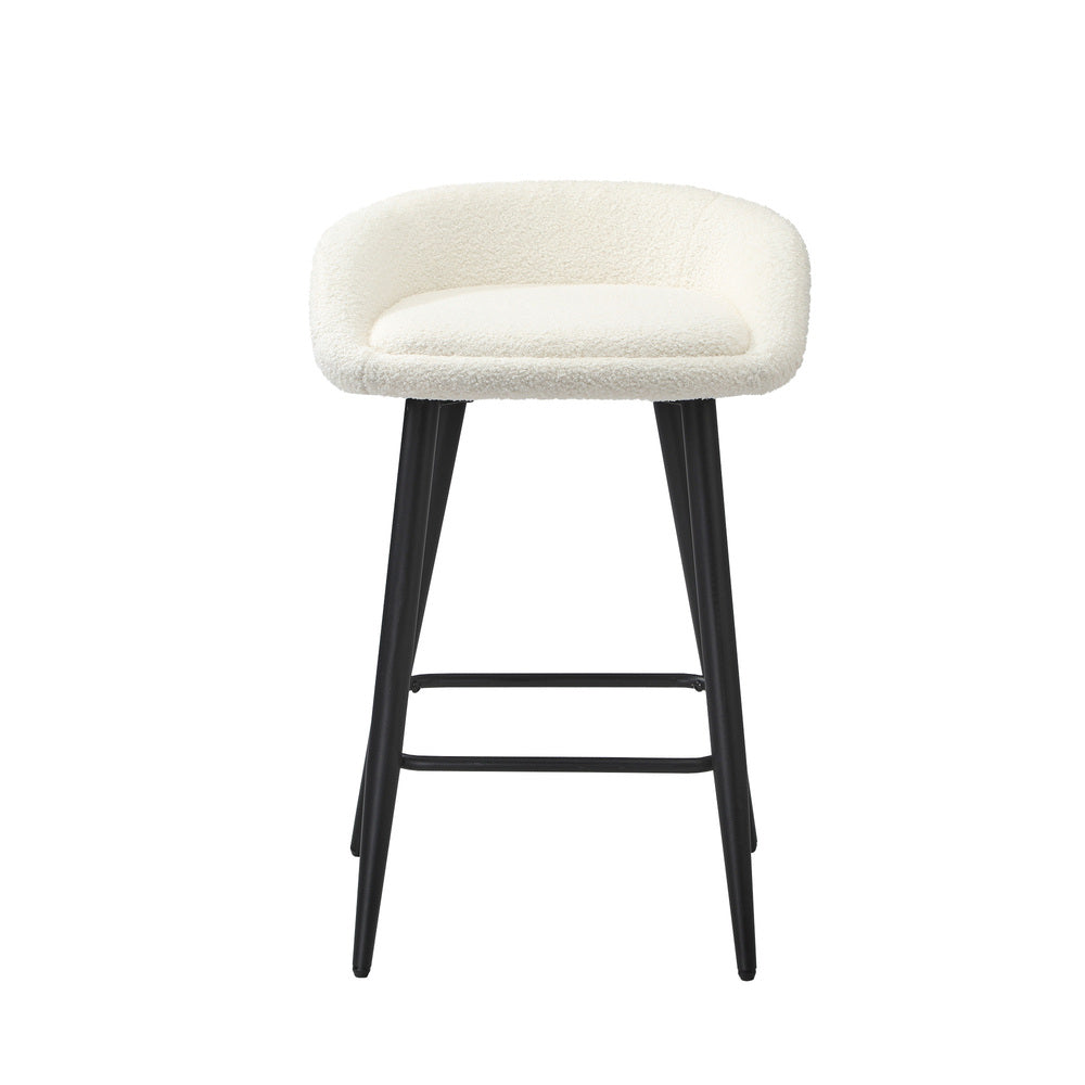 Oikiture 2PCS Bar Stools Boucle Fabric White and Black