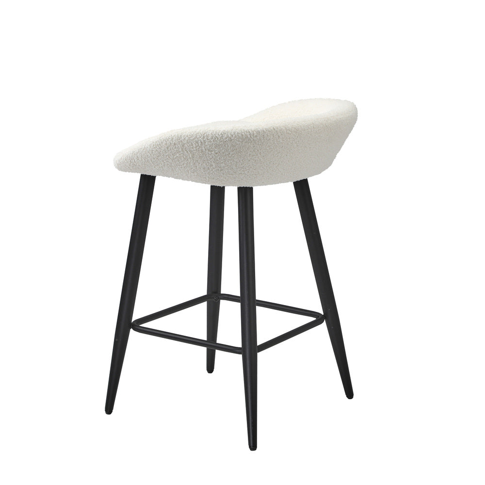 Oikiture 2PCS Bar Stools Boucle Fabric White and Black