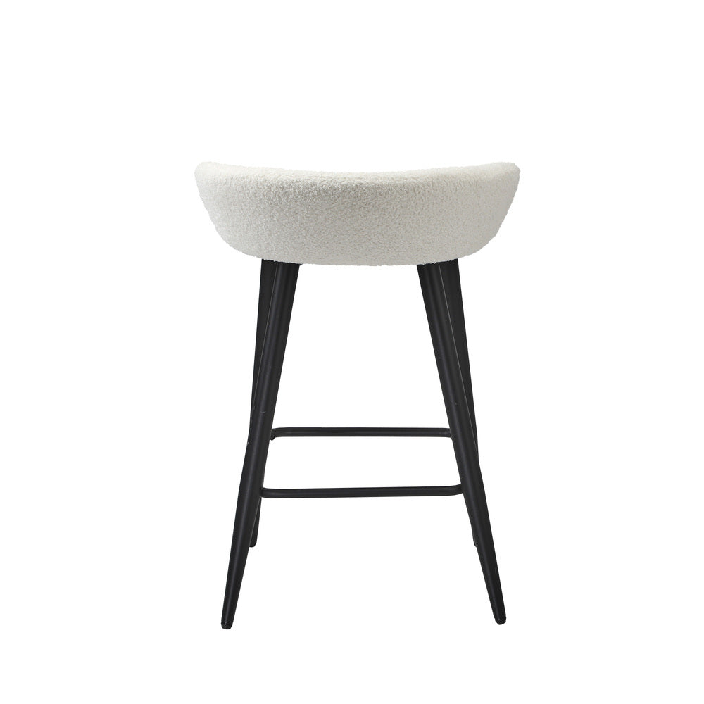 Oikiture 2PCS Bar Stools Boucle Fabric White and Black
