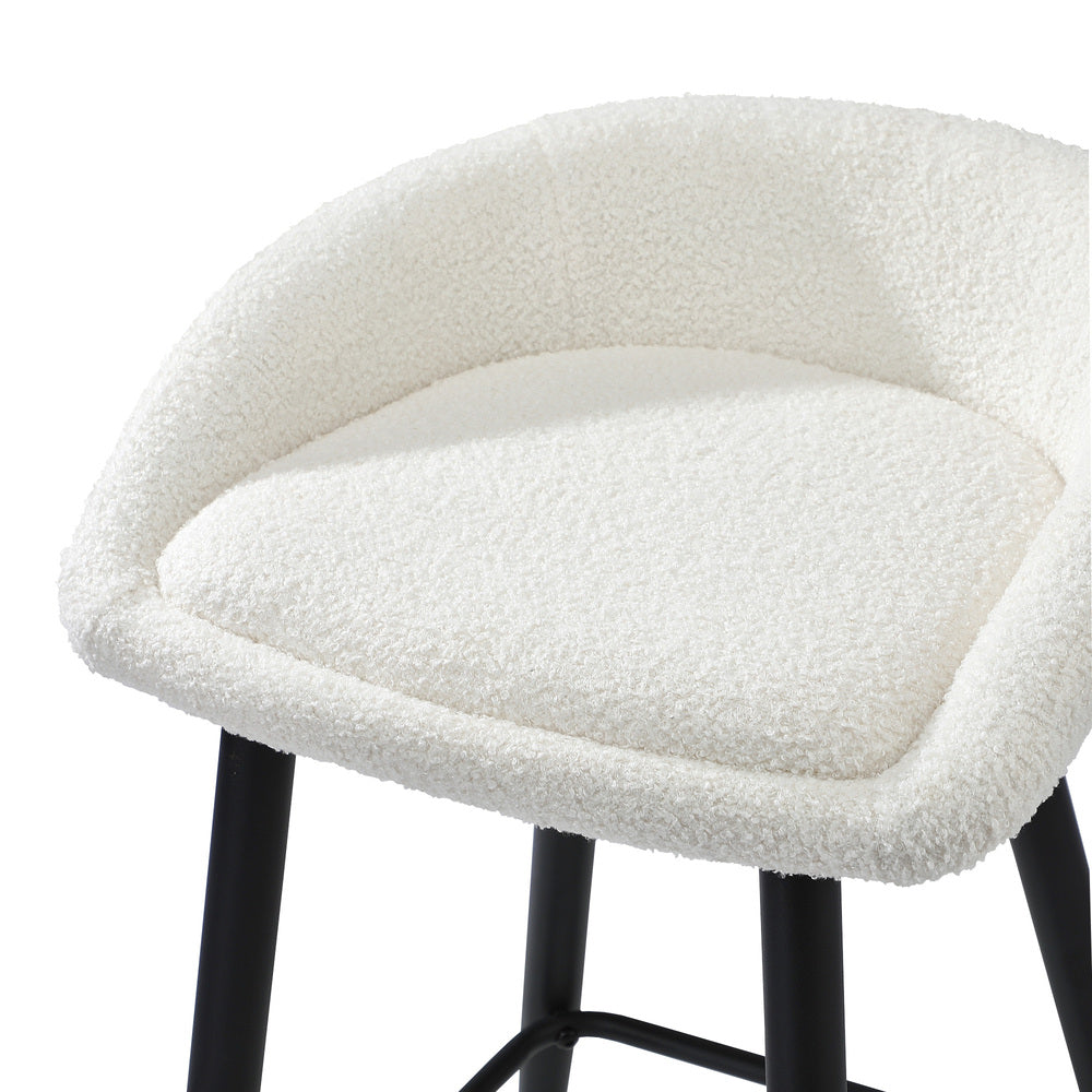 Oikiture 2PCS Bar Stools Boucle Fabric White and Black