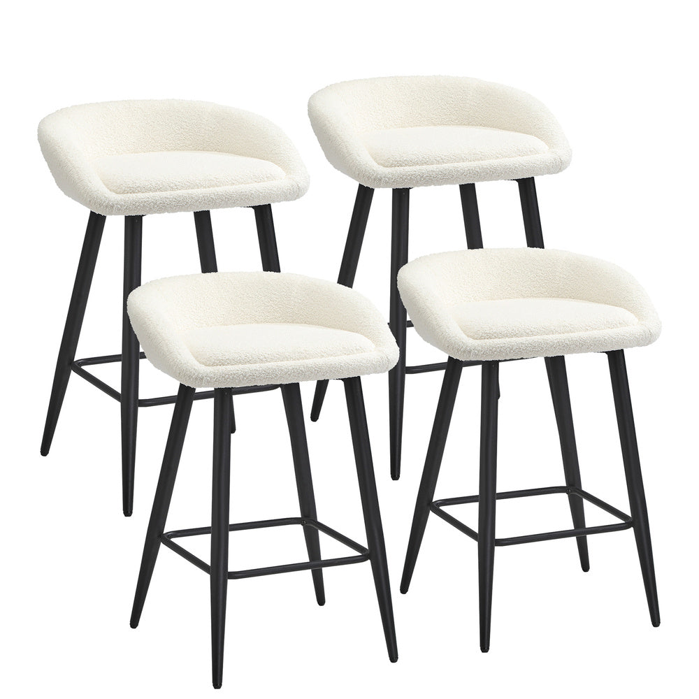 Oikiture 4PCS Bar Stools Boucle Fabric White and Black