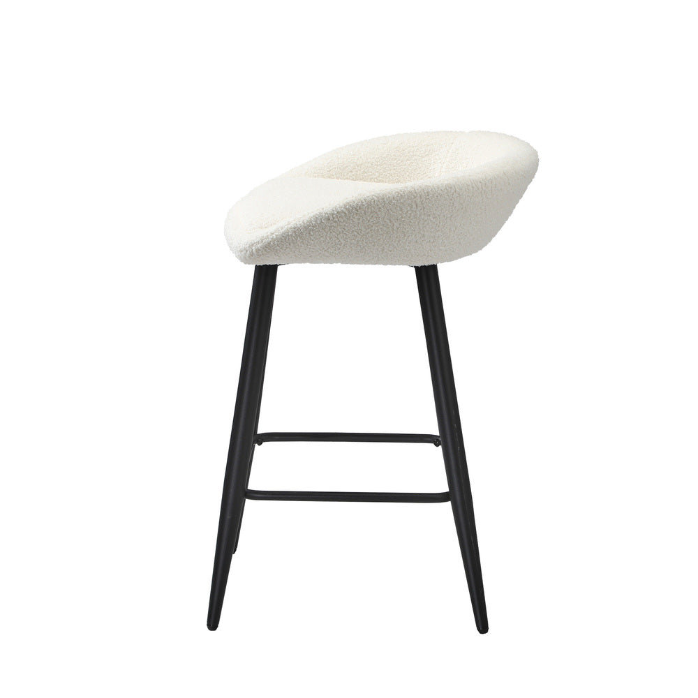 Oikiture 4PCS Bar Stools Boucle Fabric White and Black