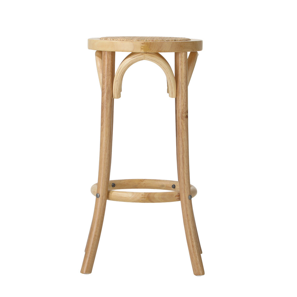 Oikiture 4x Bar Stools Dining Chair Rattan Seat Natural